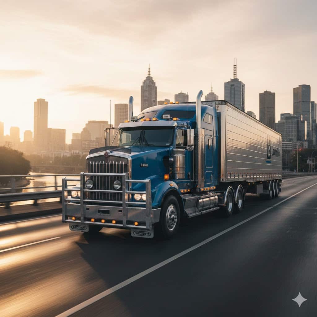 Truck driving through Melbourne